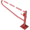 Swiveling gates | to be fixed by plugs, hot-dip galvanized and red coated with white reflecting rings | total width: 2000 mm | with Euro profile cylinder lock